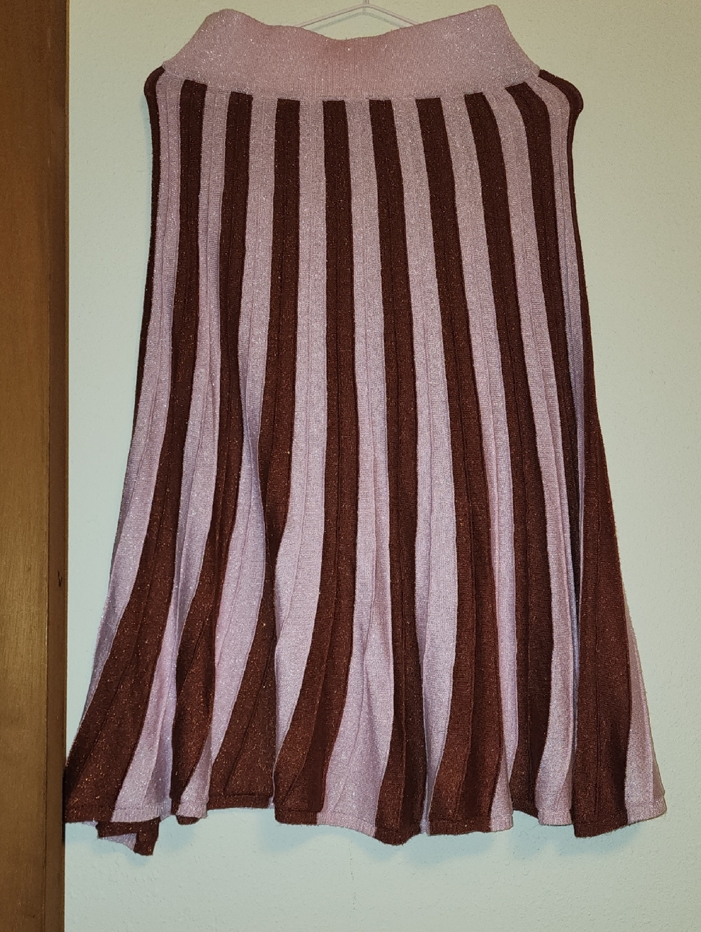 STINE GOYA Pink and Brown Striped Circle Skirt